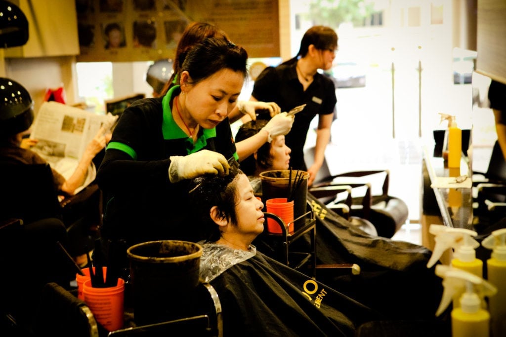 Example of herbal hair treatment done at Bee Choo Origin